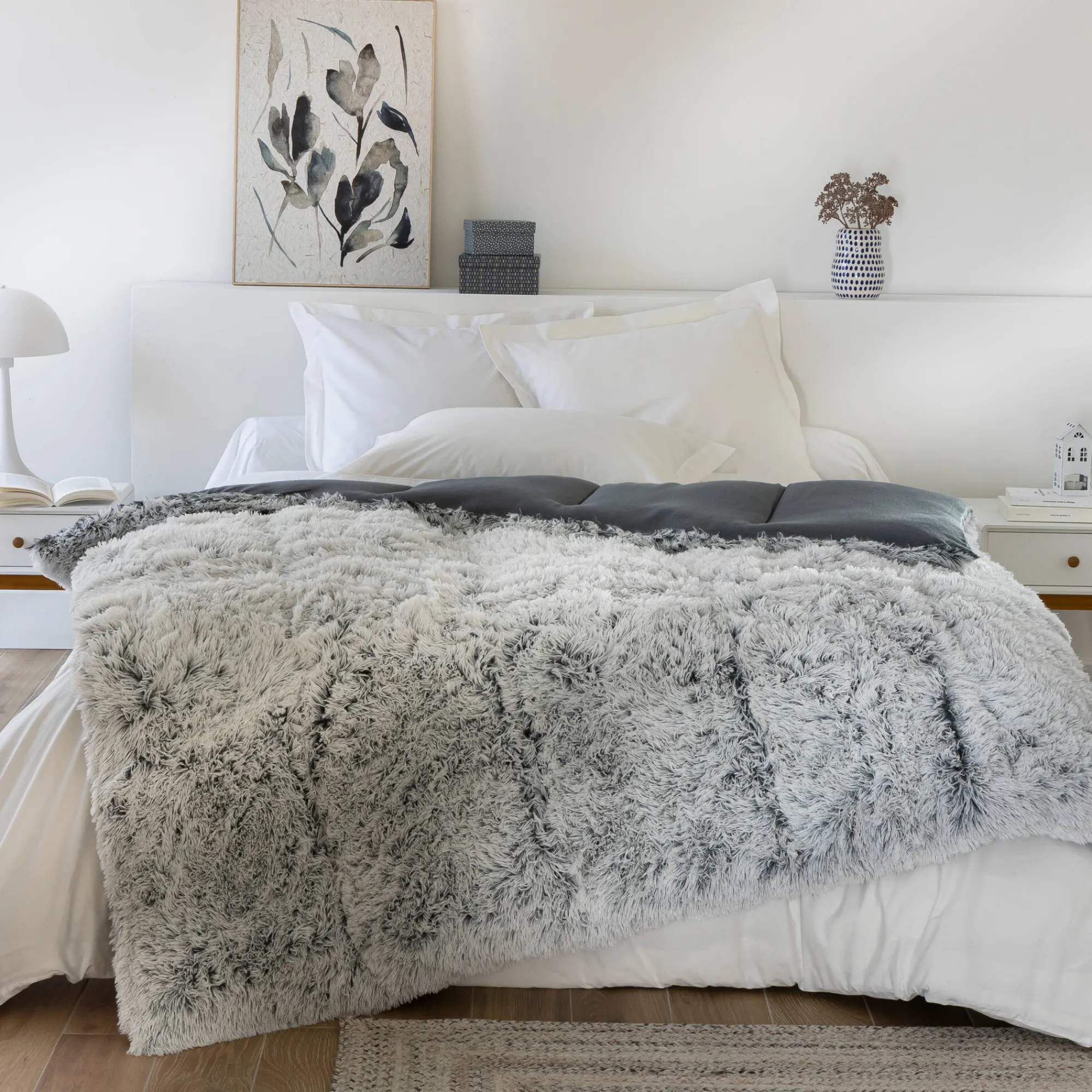 Dekbed<Ourson Dekbed van synthetisch bont(**) 600 g/m² chiné grijs