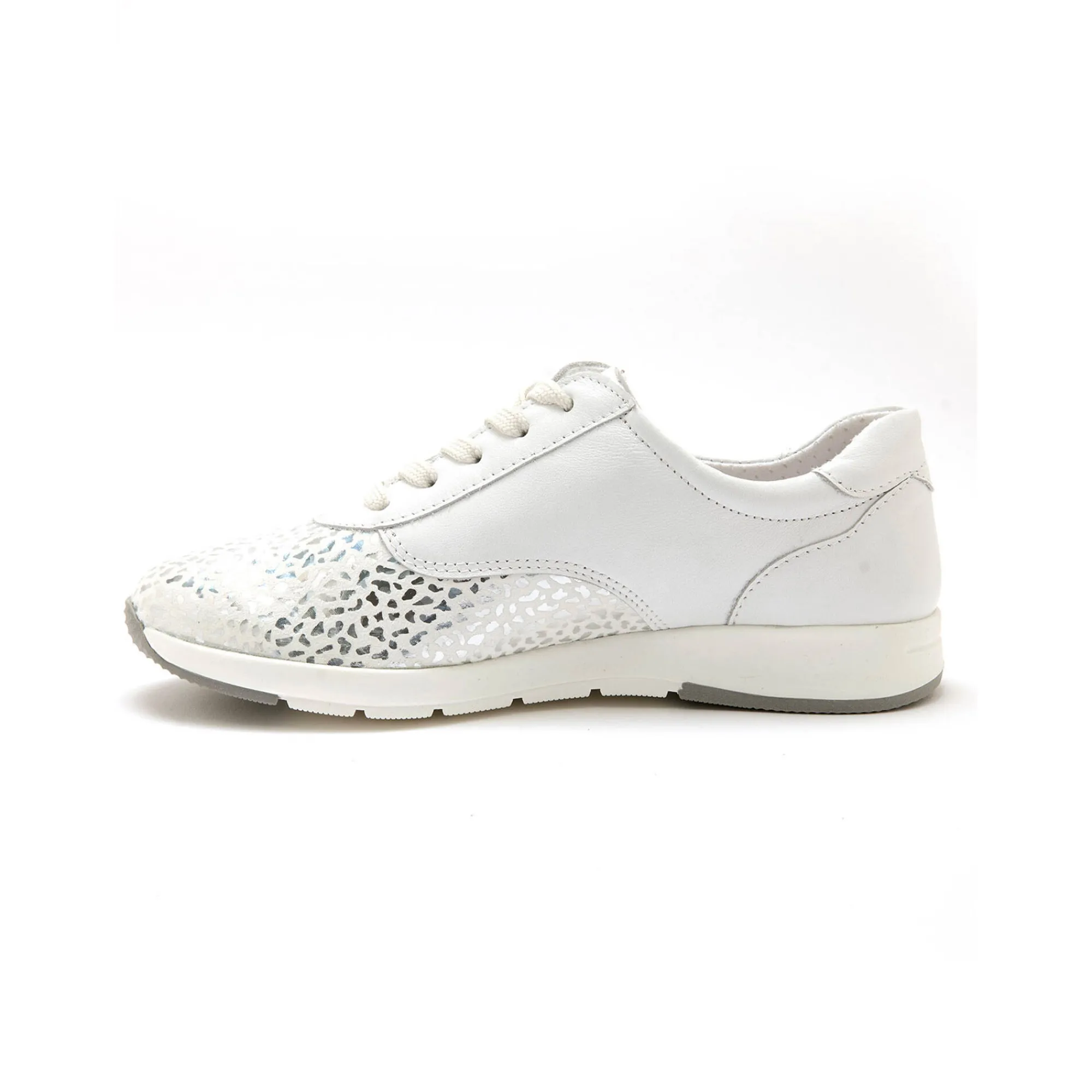 Baskets En Sneakers|Schoenen<PédiConfort Derby's in leer Hallux Confort wit / zilverkleurig