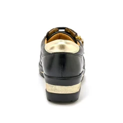 Baskets En Sneakers|Schoenen<PédiConfort Derby's met comfortbreedte, in leer met metallic details zwart