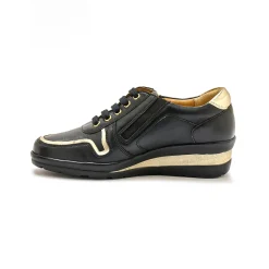 Baskets En Sneakers|Schoenen<PédiConfort Derby's met comfortbreedte, in leer met metallic details zwart