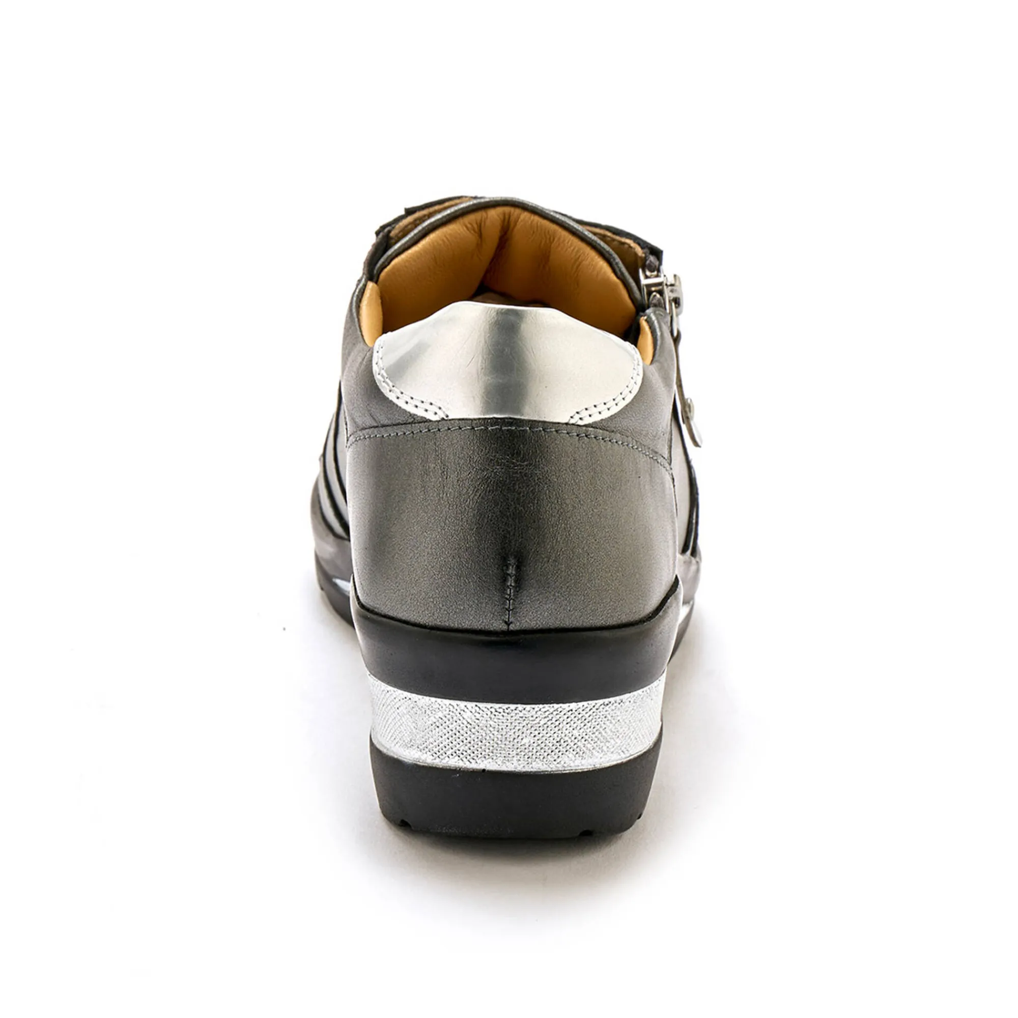 Baskets En Sneakers|Schoenen<PédiConfort Derby's met comfortbreedte, in leer met metallic details grijs