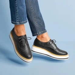 Feestelijke Schoenen|Derby's En Mocassins<Blancheporte Derby's met sleehak en geweven effect - zwart