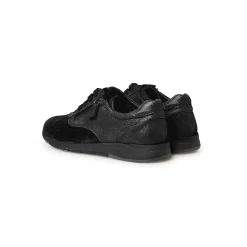 Baskets En Sneakers|Schoenen<PédiConfort Derby's met vetersluiting en rits in leer en stretchstof zwart