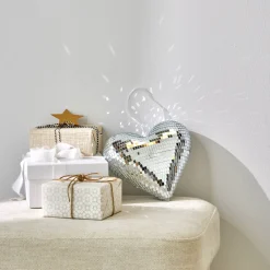 Feestdecoratie|Decoratieartikel<Blancheporte Discobal in hartvorm zilverkleurig