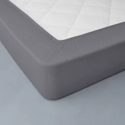 Hoeslaken<Blancheporte Drap-housse uni flanelle bonnets 32 cm antraciet