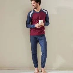 Pyjama En Kamerjas<Blancheporte Driekleurige pyjama - set van 2 marine / bordeaux