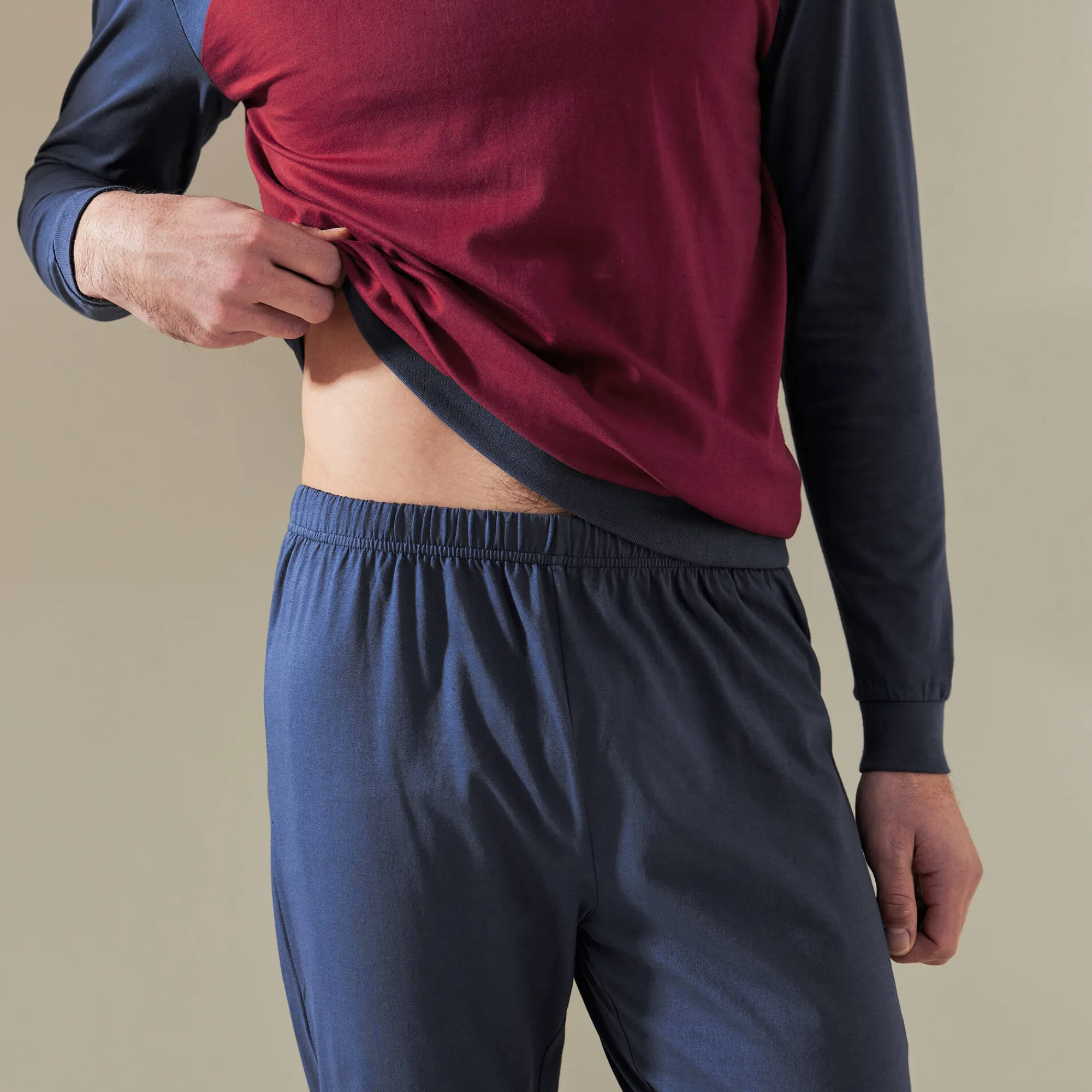 Pyjama En Kamerjas<Blancheporte Driekleurige pyjama - set van 2 marine / bordeaux