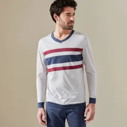 Pyjama En Kamerjas<Blancheporte Driekleurige pyjama - set van 2 marine / bordeaux