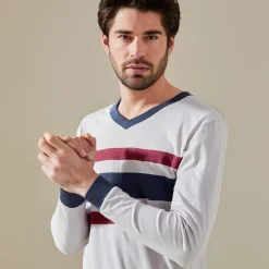 Pyjama En Kamerjas<Blancheporte Driekleurige pyjama - set van 2 marine / bordeaux