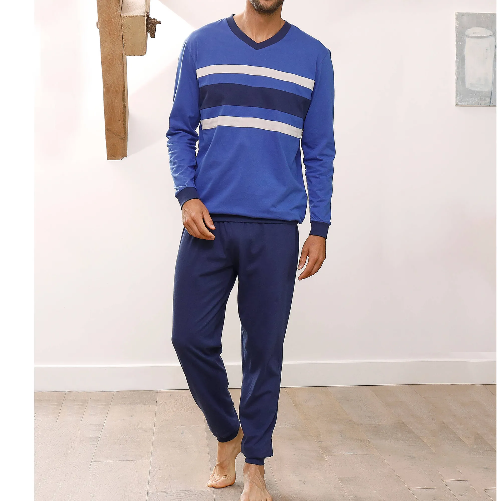 Pyjama En Kamerjas<Blancheporte Driekleurige pyjama - set van 2 blauw + grijs