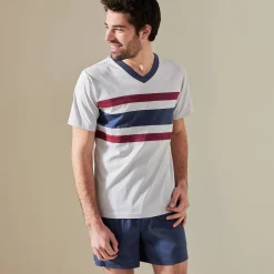 Pyjama En Kamerjas<Blancheporte Driekleurige shortama - set van 2 marine / bordeaux
