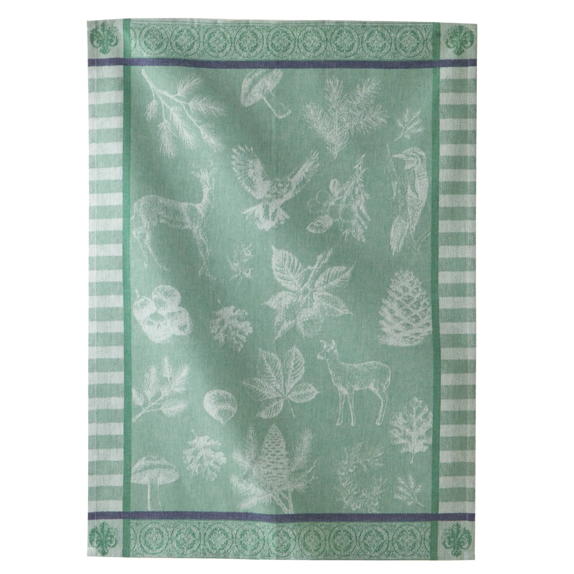 Droogdoek En Handdoek<Blancheporte Droogdoek in jacquardkatoen met bosthema - set van 3 rood + groen + taupe
