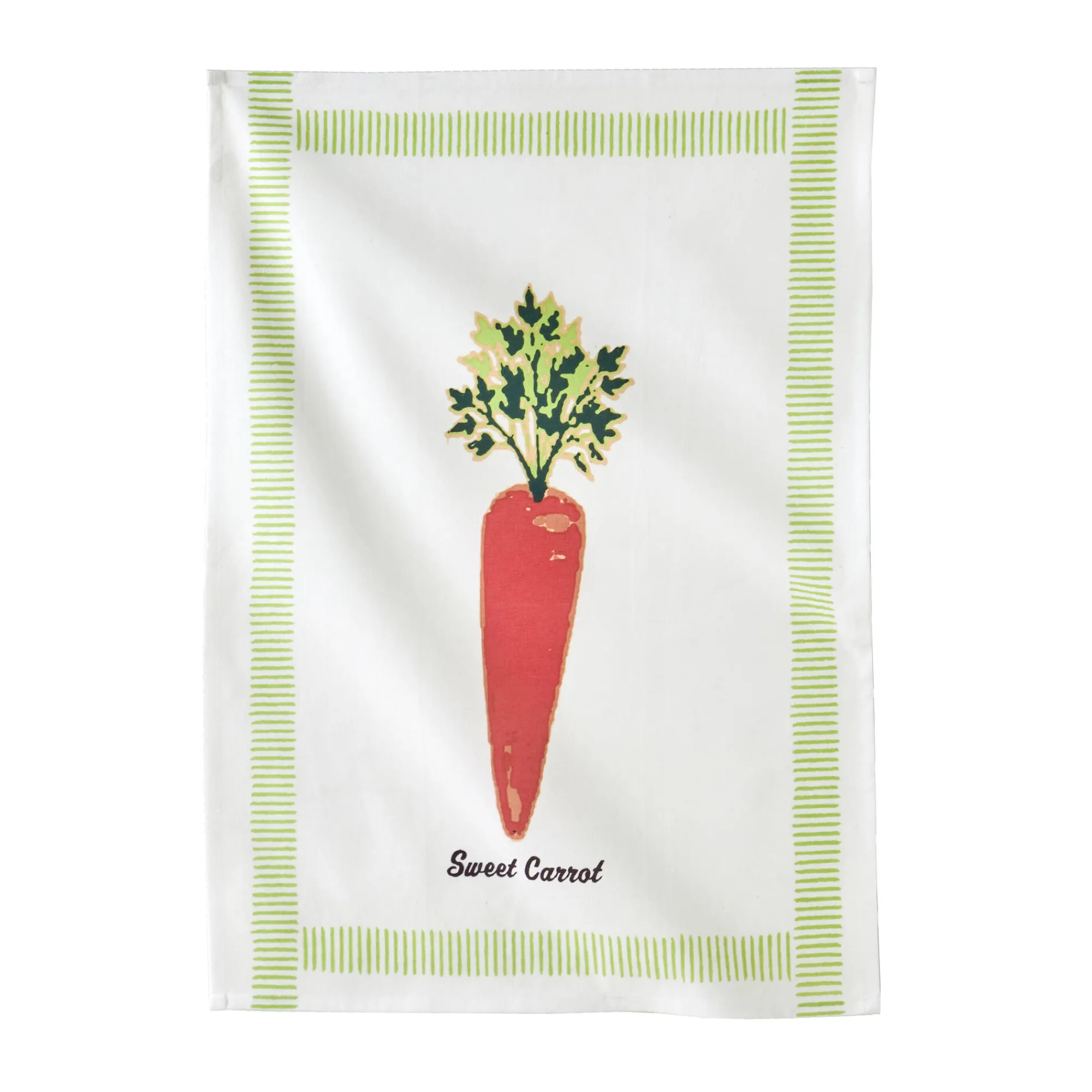 Droogdoek En Handdoek<Blancheporte Droogdoeken met groentenmotief + effen in katoen - set van 3 groen / oranje