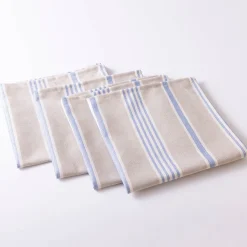 Servet<Blancheporte Droogdoeken met olijvenmotief - set van 4 ecru / blauw