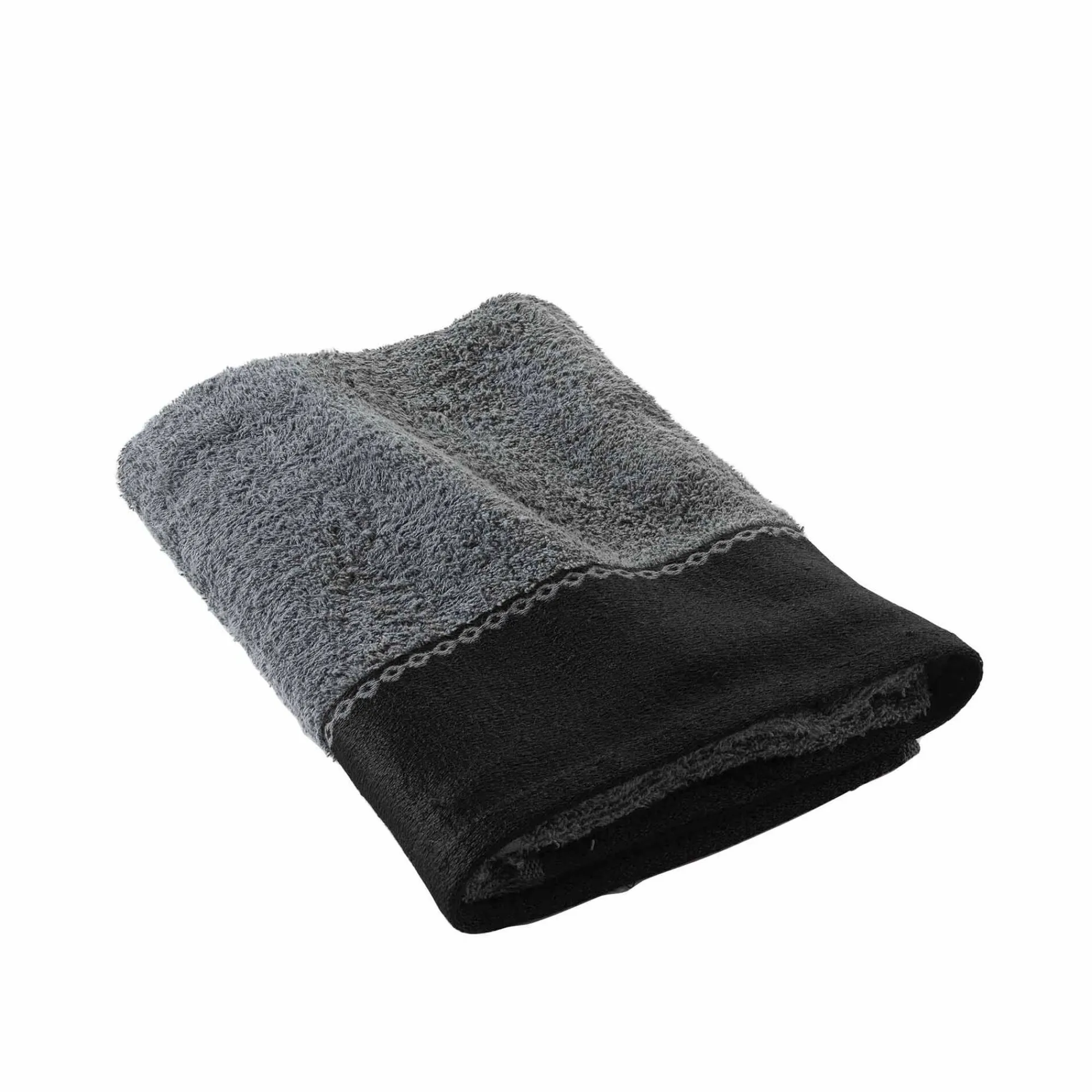 Badhanddoek<Blancheporte Effen badlinnen 450 g/m² met jacquard sierrand, zacht comfort antraciet