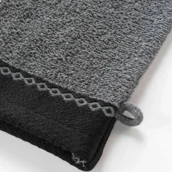 Badhanddoek<Blancheporte Effen badlinnen 450 g/m² met jacquard sierrand, zacht comfort antraciet