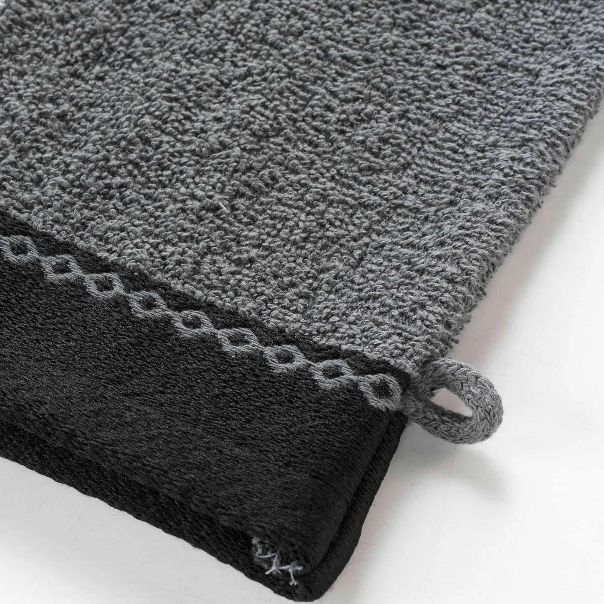 Badhanddoek<Blancheporte Effen badlinnen 450 g/m² met jacquard sierrand, zacht comfort antraciet