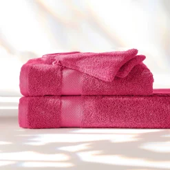 Badhanddoek<Colombine Effen badstof in katoen en modal 500 g/m2 framboos