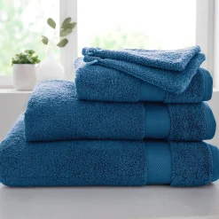 Badhanddoek<Colombine Effen badstof in katoen en modal 500 g/m2 eendenblauw