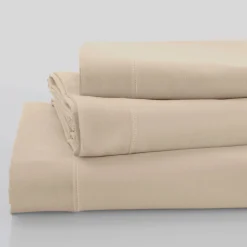 Effen Bedlinnen|Vlak Laken<Colombine Effen bedlinnen - polyester/katoen, zandkleur