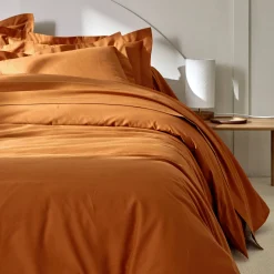 Effen Bedlinnen|Vlak Laken<Colombine Effen bedlinnen - polyester/katoen, kastanje