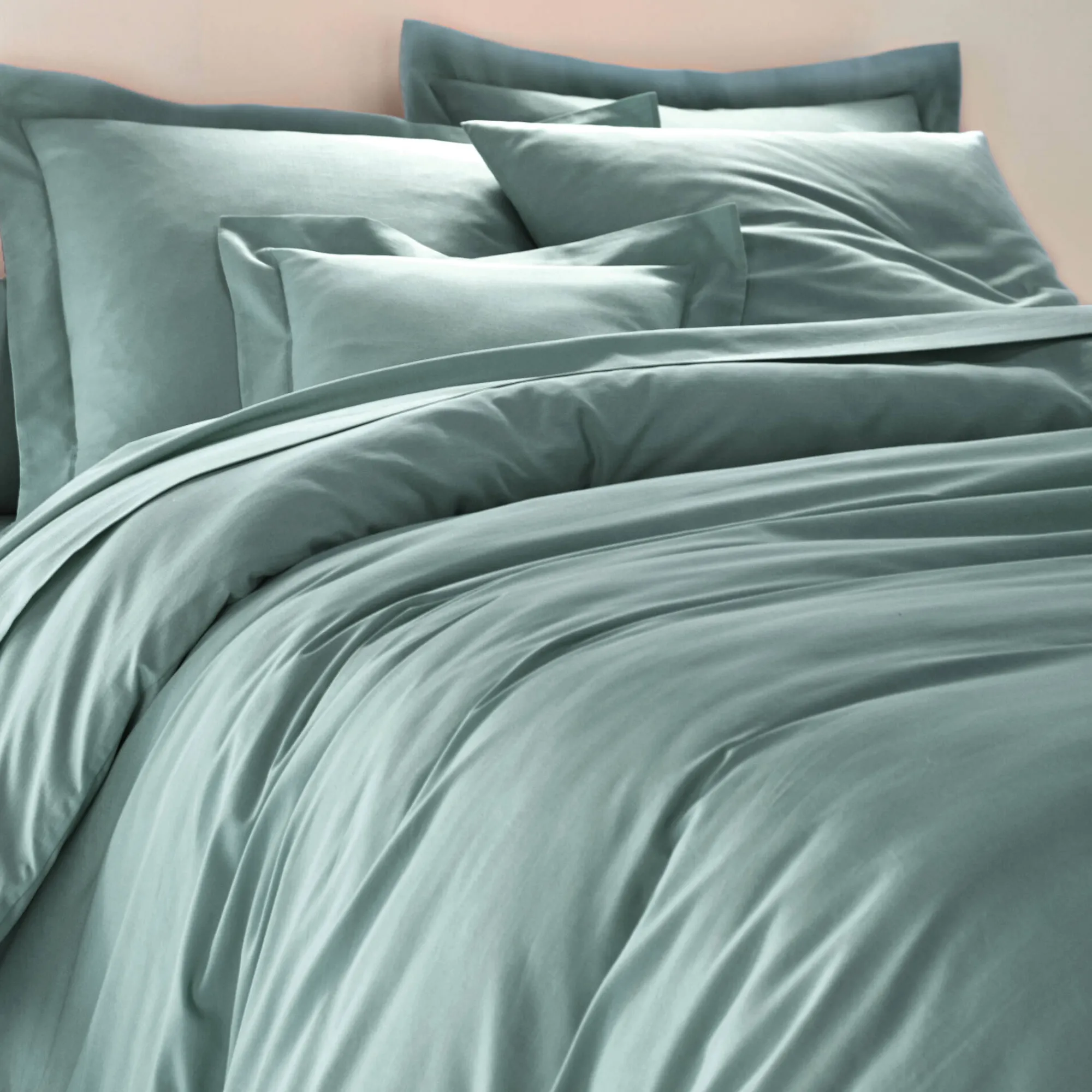 Effen Bedlinnen|Vlak Laken<Colombine Effen bedlinnen - polyester/katoen, celadon
