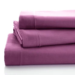 Effen Bedlinnen|Vlak Laken<Colombine Effen bedlinnen - polyester/katoen, vijgenkleur