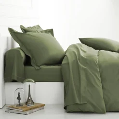 Effen Bedlinnen|Vlak Laken<Colombine Effen bedlinnen - polyester/katoen, eucalyptus