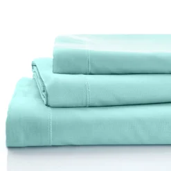 Effen Bedlinnen|Vlak Laken<Colombine Effen bedlinnen - polyester/katoen, laguneblauw