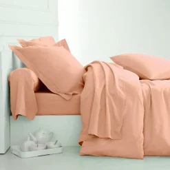 Effen Bedlinnen|Vlak Laken<Colombine Effen bedlinnen - polyester/katoen, meloen