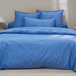 Effen Bedlinnen|Vlak Laken<Blancheporte Effen bedlinnen in gewassen katoen blauw