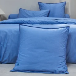 Effen Bedlinnen|Vlak Laken<Blancheporte Effen bedlinnen in gewassen katoen blauw