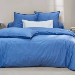 Effen Bedlinnen|Vlak Laken<Blancheporte Effen bedlinnen in gewassen katoen blauw