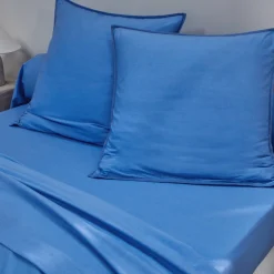 Effen Bedlinnen|Vlak Laken<Blancheporte Effen bedlinnen in gewassen katoen blauw