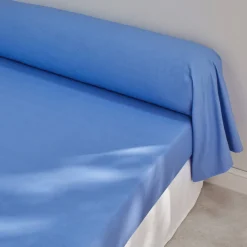 Effen Bedlinnen|Vlak Laken<Blancheporte Effen bedlinnen in gewassen katoen blauw