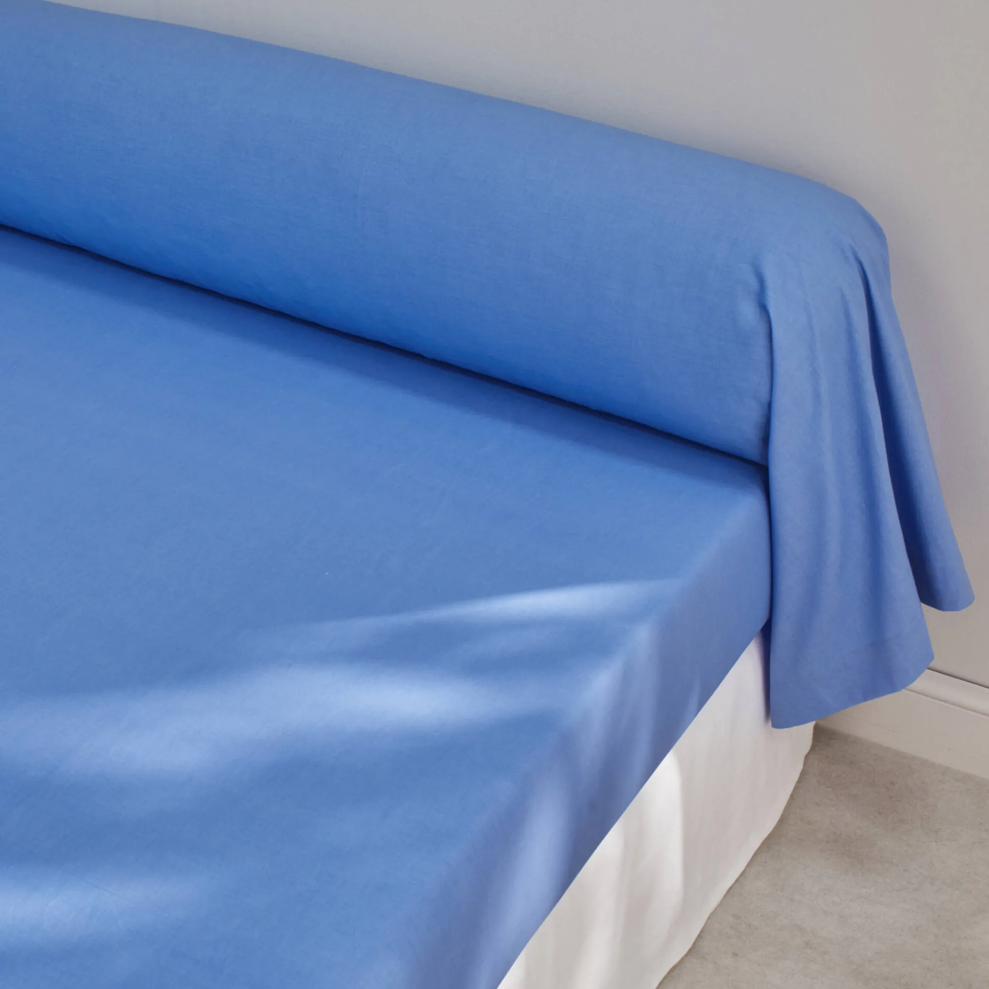Effen Bedlinnen|Vlak Laken<Blancheporte Effen bedlinnen in gewassen katoen blauw