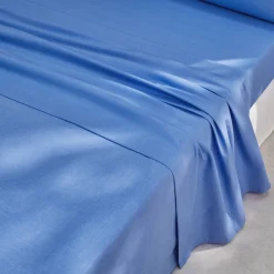 Effen Bedlinnen|Vlak Laken<Blancheporte Effen bedlinnen in gewassen katoen blauw