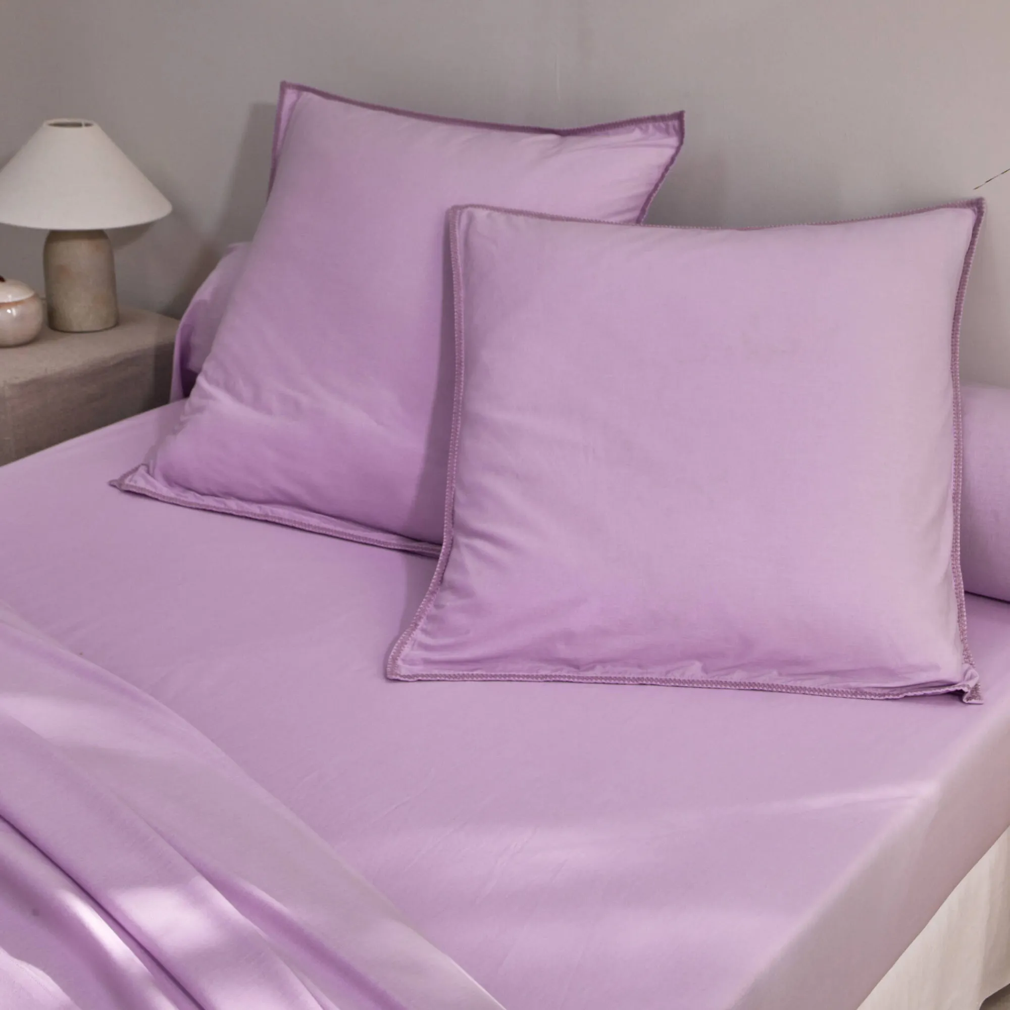 Effen Bedlinnen|Vlak Laken<Blancheporte Effen bedlinnen in gewassen katoen parma