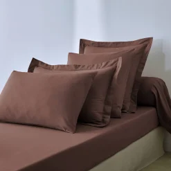 Effen Bedlinnen|Vlak Laken<Colombine Effen bedlinnen in katoen chocolade