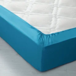 Effen Bedlinnen|Vlak Laken<Colombine Effen bedlinnen in katoen Pruisisch blauw