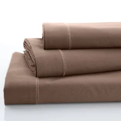 Effen Bedlinnen<Colombine Effen bedlinnen in katoen taupe