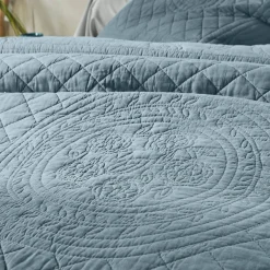 Deken En Bedsprei|Deken, Boutis En Bedsprei<Colombine Effen bedsprei in boutisstijl Cassandre grijsblauw