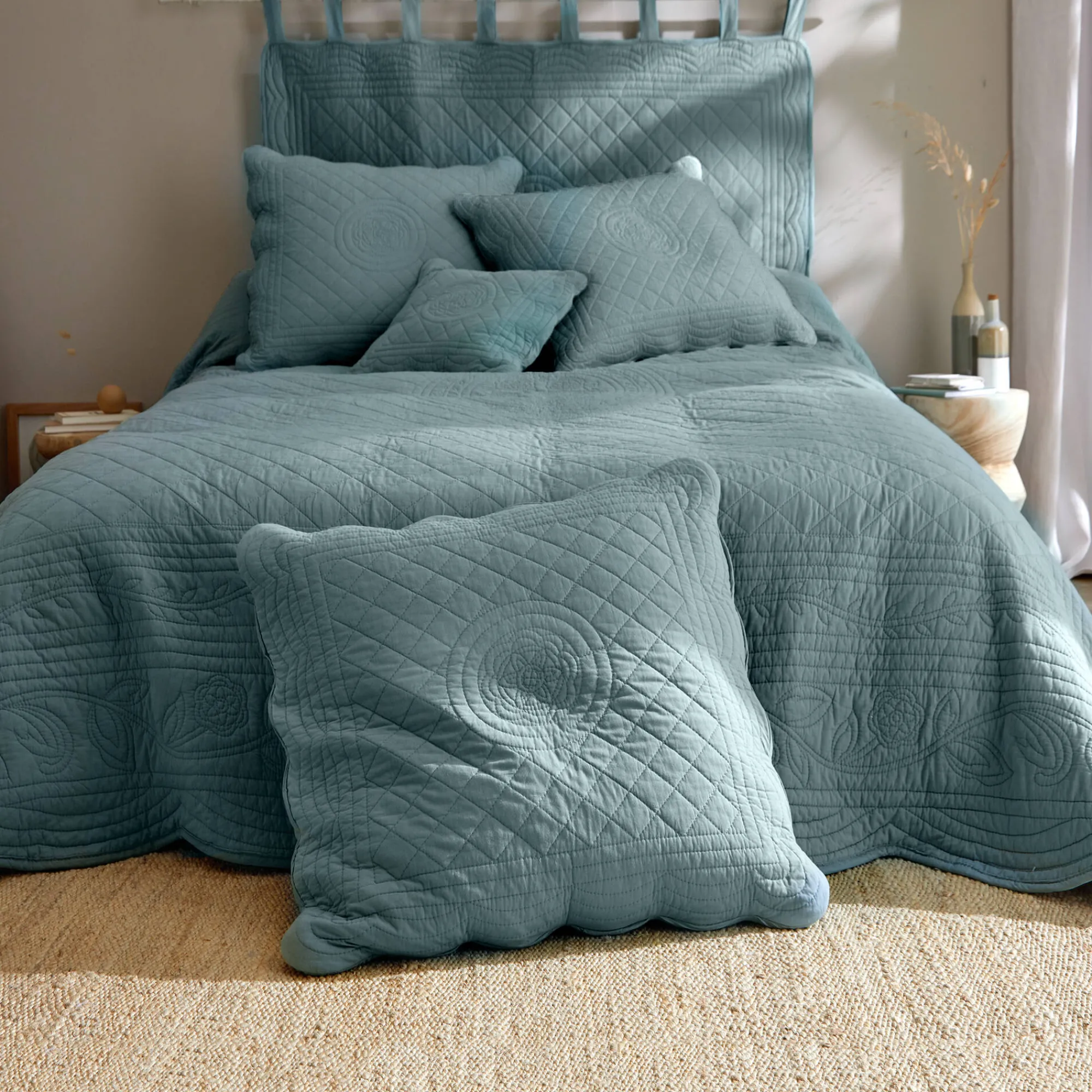 Deken En Bedsprei|Deken, Boutis En Bedsprei<Colombine Effen bedsprei in boutisstijl Cassandre grijsblauw