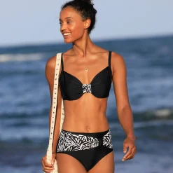 Badmode|Badmode<Blancheporte Effen bikinibeha met beugels en drapering zwart