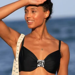 Badmode|Badmode<Blancheporte Effen bikinibeha met beugels en drapering zwart
