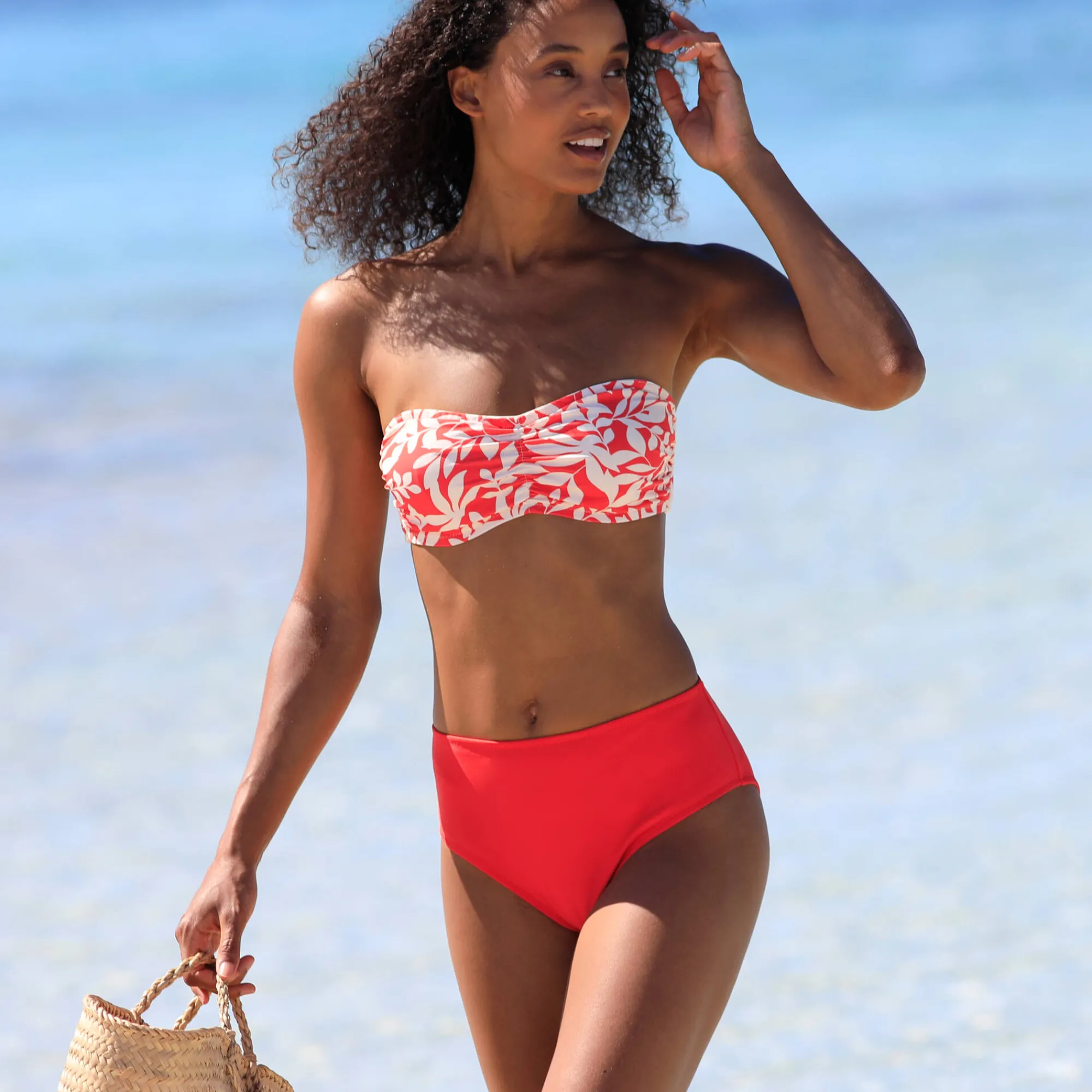 Badmode|Badmode<Blancheporte Effen bikinislip met hoge taille Solaro grenadine