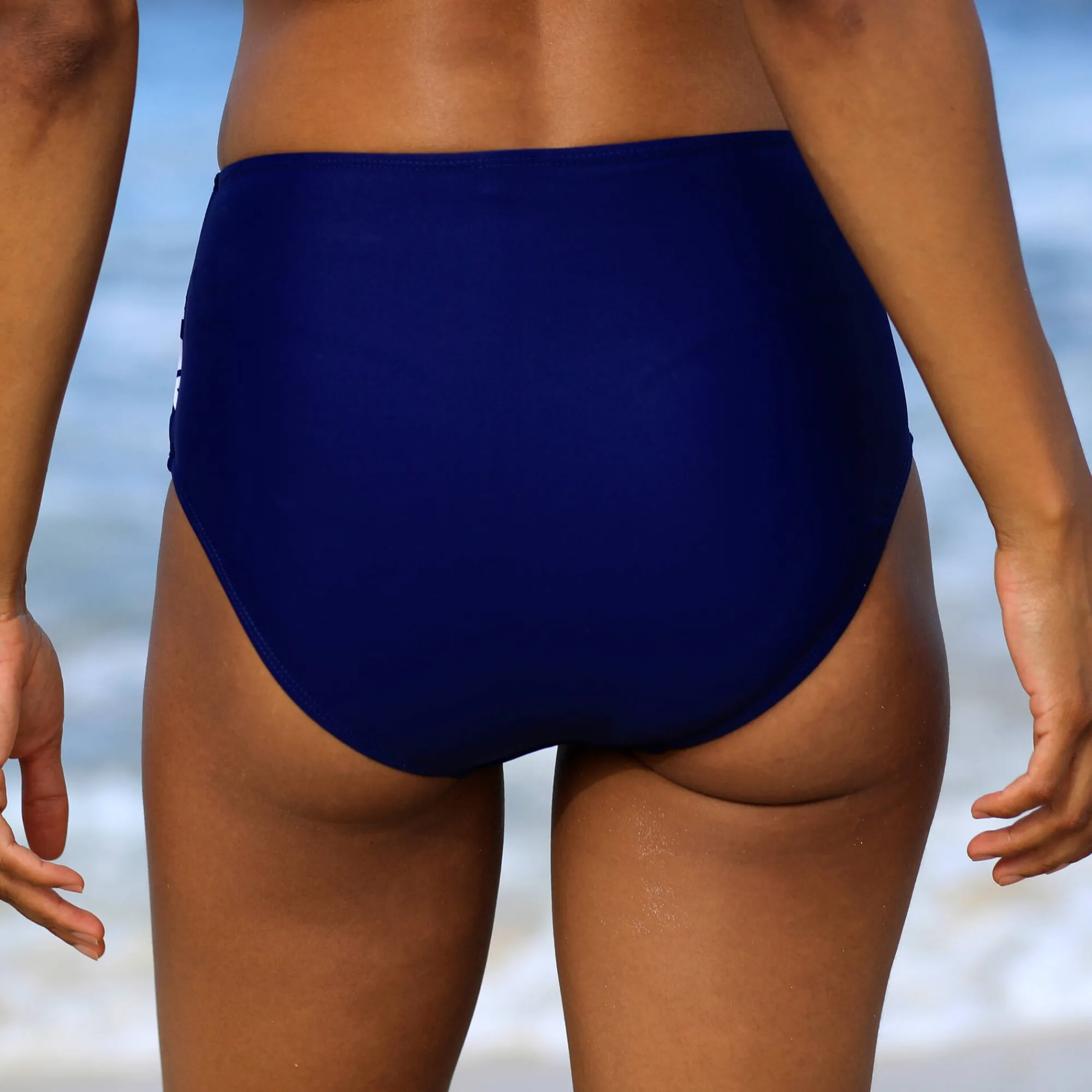 Badmode|Badmode<Blancheporte Effen bikinislip met hoge taille - gedrapeerd effect marine