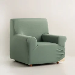 Zitbankhoes<Blancheporte Effen, bi-rekbare hoes voor fauteuil en zitbank amandel