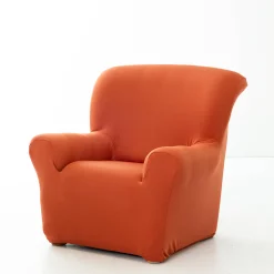 Zitbankhoes<Blancheporte Effen, bi-rekbare hoes voor fauteuil en zitbank terracotta