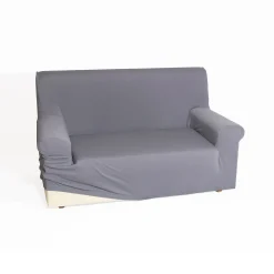 Zitbankhoes<Blancheporte Effen, bi-rekbare hoes voor fauteuil en zitbank grijs